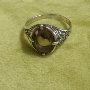 Vintage sterling silver smoky quartz ring